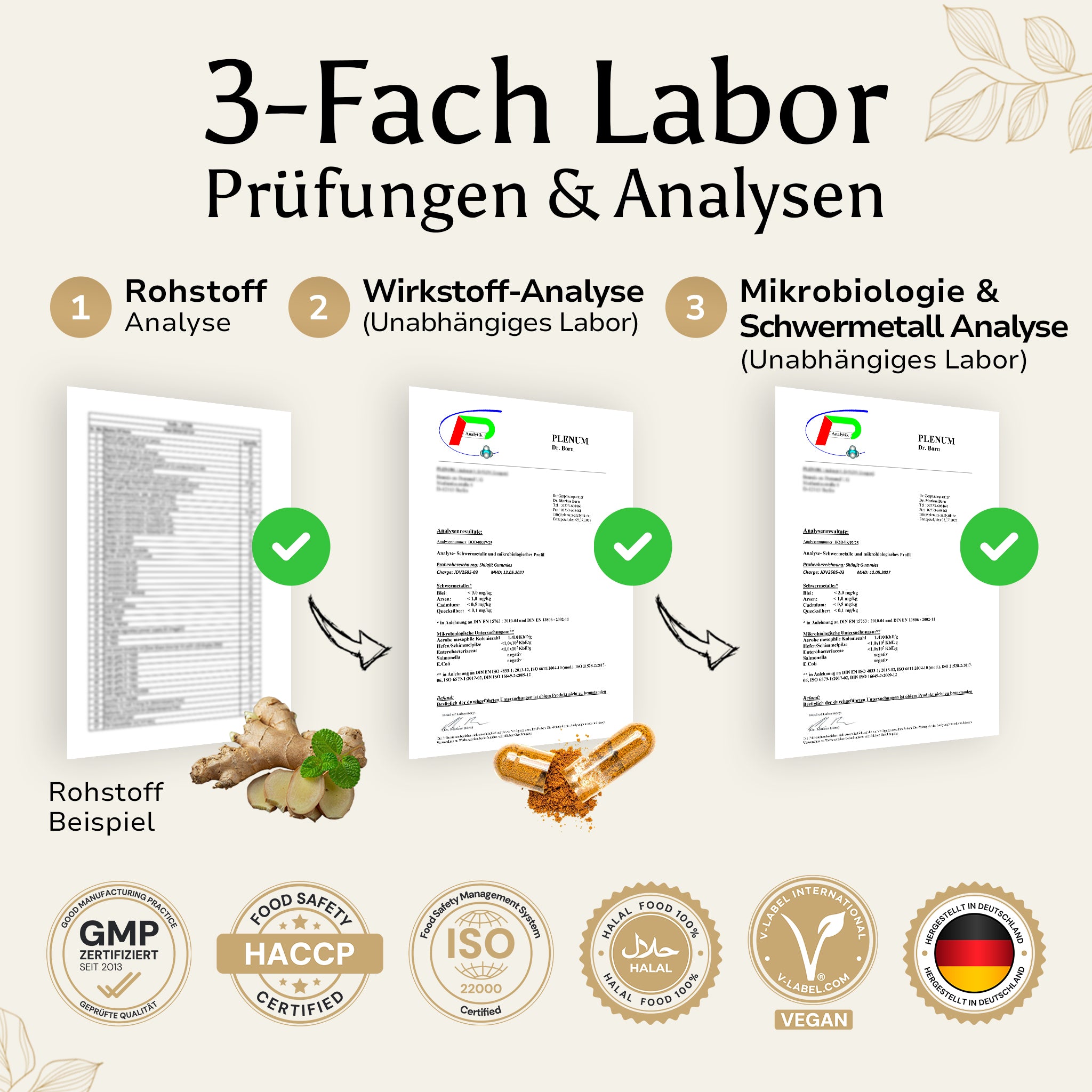 Golden Elements Magnesium 4-Fach Komplex Tabletten – 3-fach laborgeprüfte Reinheit mit zertifizierten Analysewerten