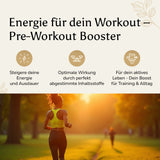 Golden Elements Pre-Workout Booster Pulver Orange Geschmack – Lifestyle-Mockup mit Fokus auf Energie, Fokus und Trainingsleistung